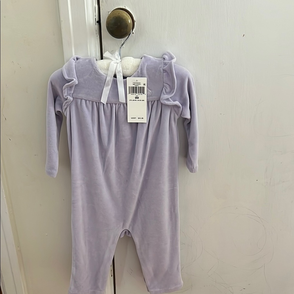 Ralph Lauren Lilac Baby Romper with Ruffles